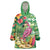 Hawaiian Flamingo Hibiscus Personalised Wearable Blanket Hoodie Green Summer Tropical Flowers - Polynesian Pride