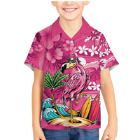 Hawaiian Flamingo Hibiscus Personalised Family Matching Mermaid Dress and Hawaiian Shirt Pink Summer Tropical Flowers LT9 Son's Shirt Pink - Polynesian Pride