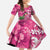 Hawaiian Flamingo Hibiscus Personalised Family Matching Off The Shoulder Long Sleeve Dress and Hawaiian Shirt Pink Summer Tropical Flowers - Polynesian Pride