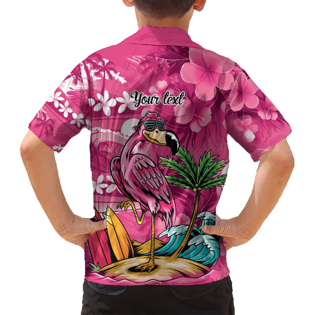 Hawaiian Flamingo Hibiscus Personalised Family Matching Off Shoulder Maxi Dress and Hawaiian Shirt Pink Summer Tropical Flowers LT9 - Polynesian Pride