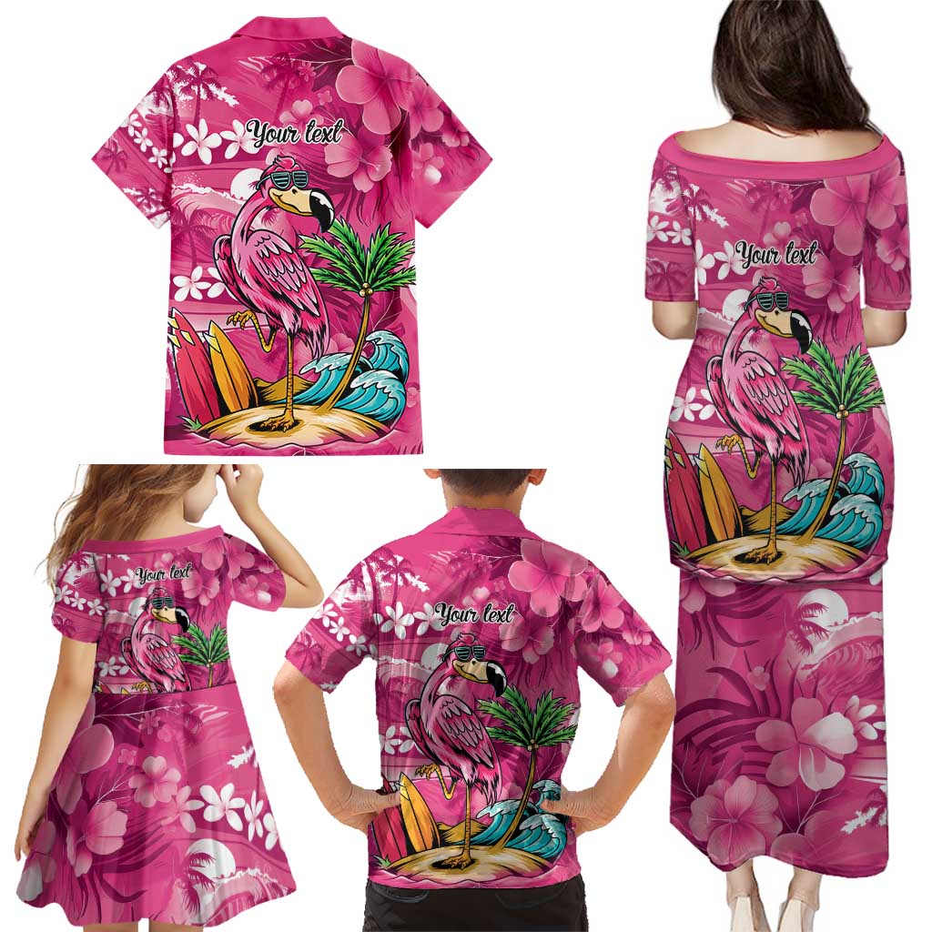 Hawaiian Flamingo Hibiscus Personalised Family Matching Puletasi and Hawaiian Shirt Pink Summer Tropical Flowers LT9 - Polynesian Pride