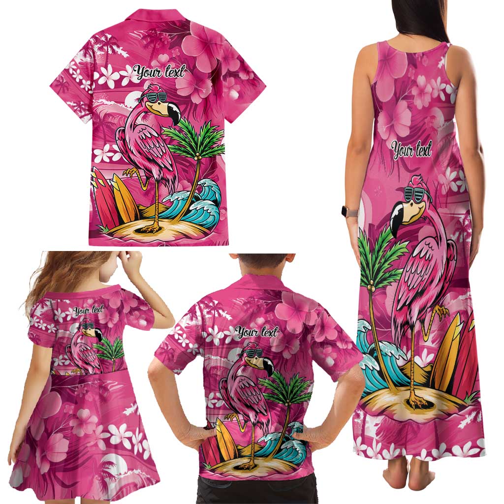 Hawaiian Flamingo Hibiscus Personalised Family Matching Tank Maxi Dress and Hawaiian Shirt Pink Summer Tropical Flowers LT9 - Polynesian Pride