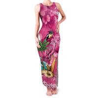 Hawaiian Flamingo Hibiscus Personalised Family Matching Tank Maxi Dress and Hawaiian Shirt Pink Summer Tropical Flowers LT9 Mom's Dress Pink - Polynesian Pride
