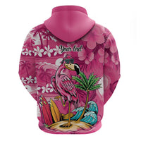 Hawaiian Flamingo Hibiscus Personalised Hoodie Pink Summer Tropical Flowers - Polynesian Pride