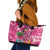 Hawaiian Flamingo Hibiscus Personalised Leather Tote Bag Pink Summer Tropical Flowers - Polynesian Pride