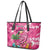 Hawaiian Flamingo Hibiscus Personalised Leather Tote Bag Pink Summer Tropical Flowers - Polynesian Pride