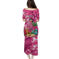 Hawaiian Flamingo Hibiscus Personalised Puletasi Pink Summer Tropical Flowers - Polynesian Pride