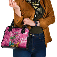 Hawaiian Flamingo Hibiscus Personalised Shoulder Handbag Pink Summer Tropical Flowers - Polynesian Pride