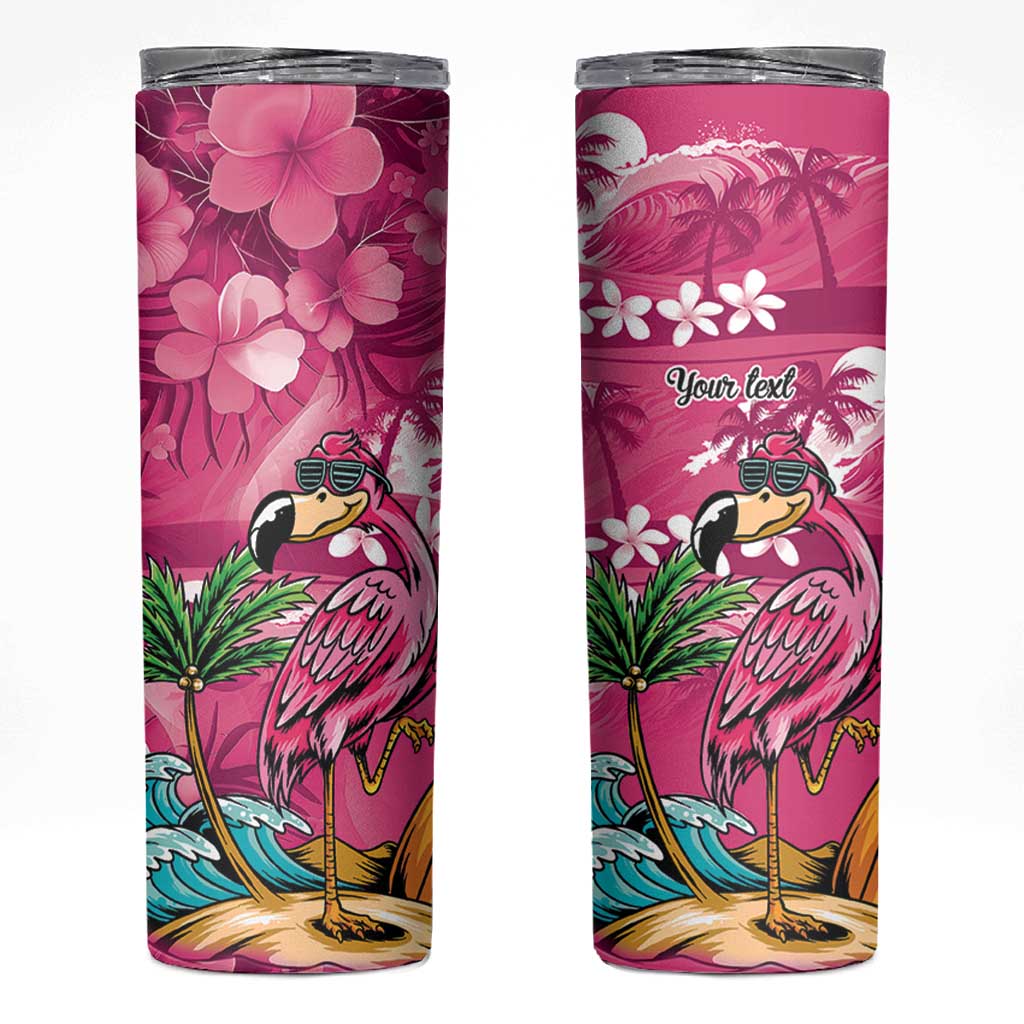 Hawaiian Flamingo Hibiscus Personalised Skinny Tumbler Pink Summer Tropical Flowers LT9 Pink - Polynesian Pride