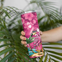 Hawaiian Flamingo Hibiscus Personalised Skinny Tumbler Pink Summer Tropical Flowers LT9 - Polynesian Pride