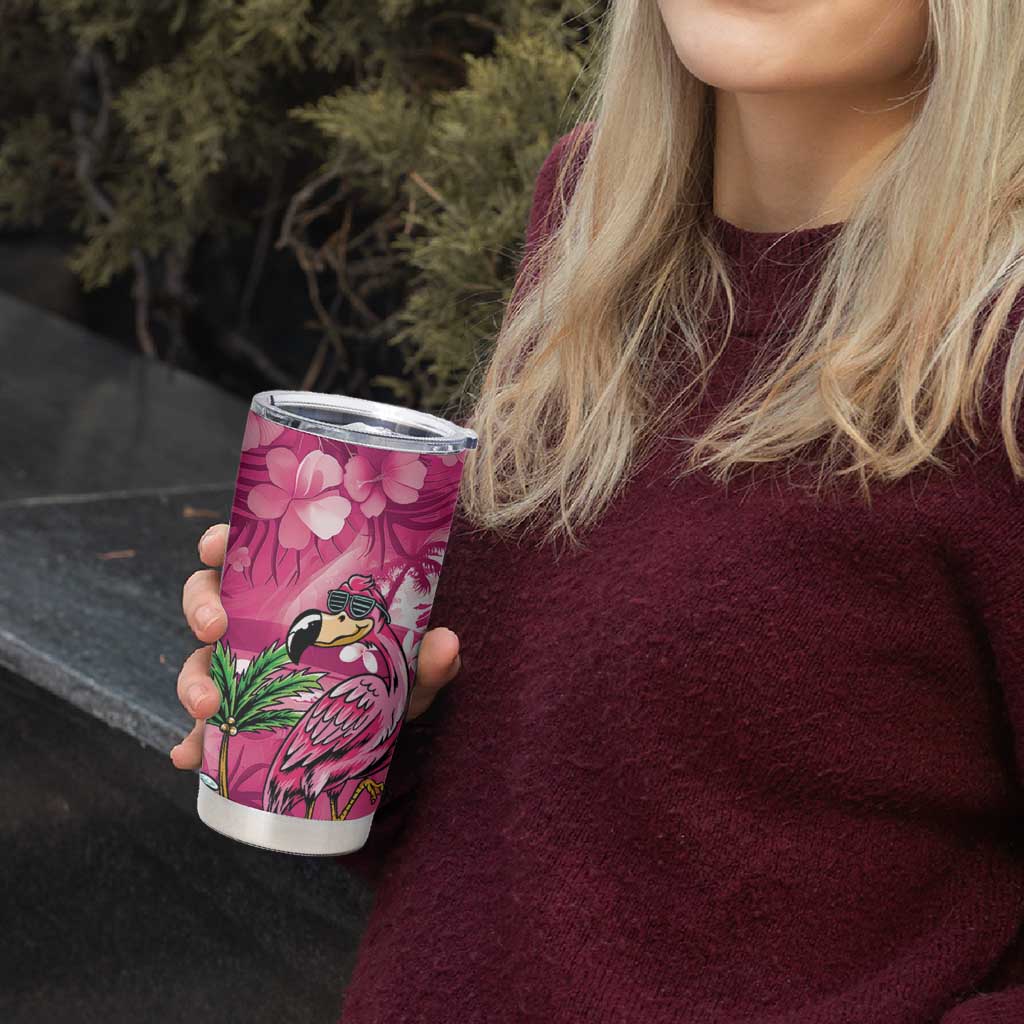 Hawaiian Flamingo Hibiscus Personalised Tumbler Cup Pink Summer Tropical Flowers - Polynesian Pride