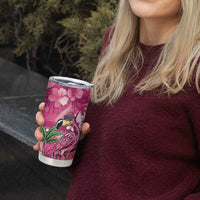Hawaiian Flamingo Hibiscus Personalised Tumbler Cup Pink Summer Tropical Flowers - Polynesian Pride