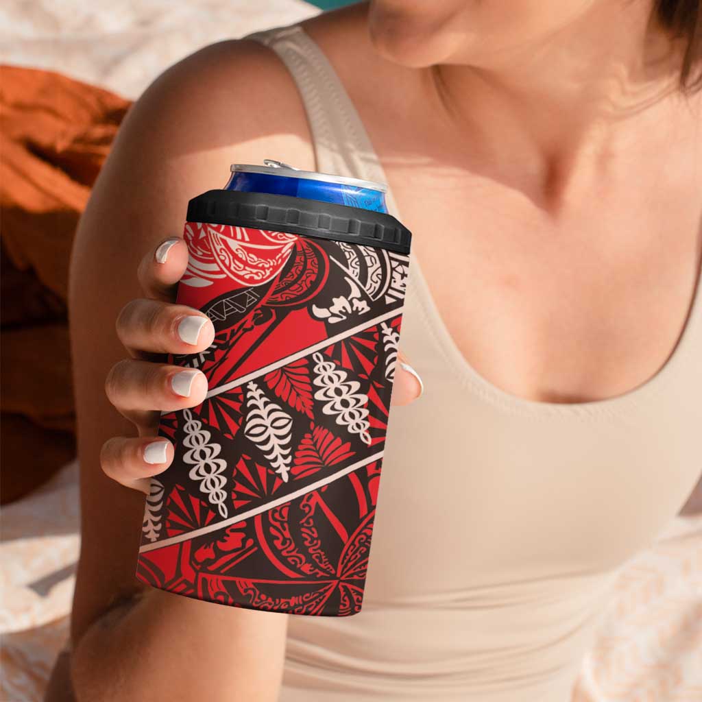 Vintage Ngatu Tribal Tonga Pattern 4 in 1 Can Cooler Tumbler - Polynesian Pride