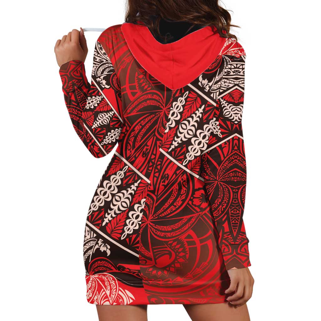 Vintage Ngatu Tribal Tonga Pattern Hoodie Dress LT9 - Polynesian Pride