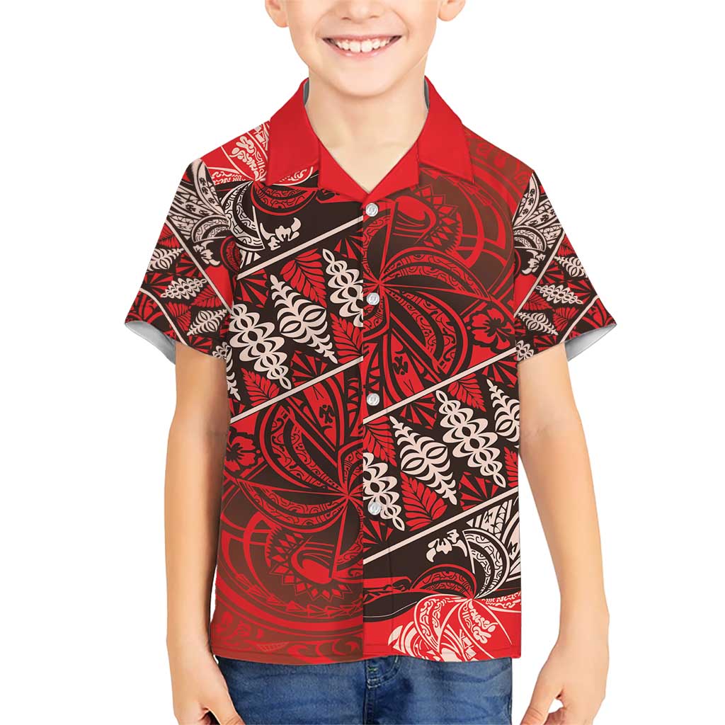 Vintage Ngatu Tribal Tonga Pattern Kid Hawaiian Shirt - Polynesian Pride