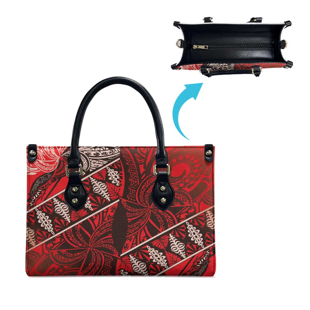 Vintage Ngatu Tribal Tonga Pattern Leather Bag - Polynesian Pride