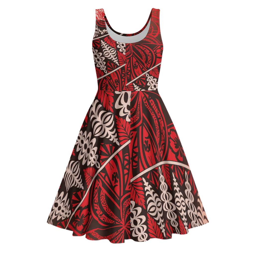 Vintage Ngatu Tribal Tonga Pattern Midi Dress - Polynesian Pride