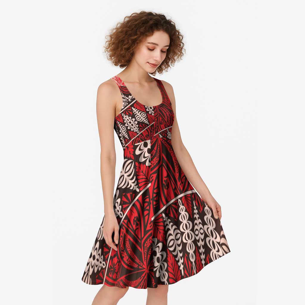 Vintage Ngatu Tribal Tonga Pattern Midi Dress - Polynesian Pride