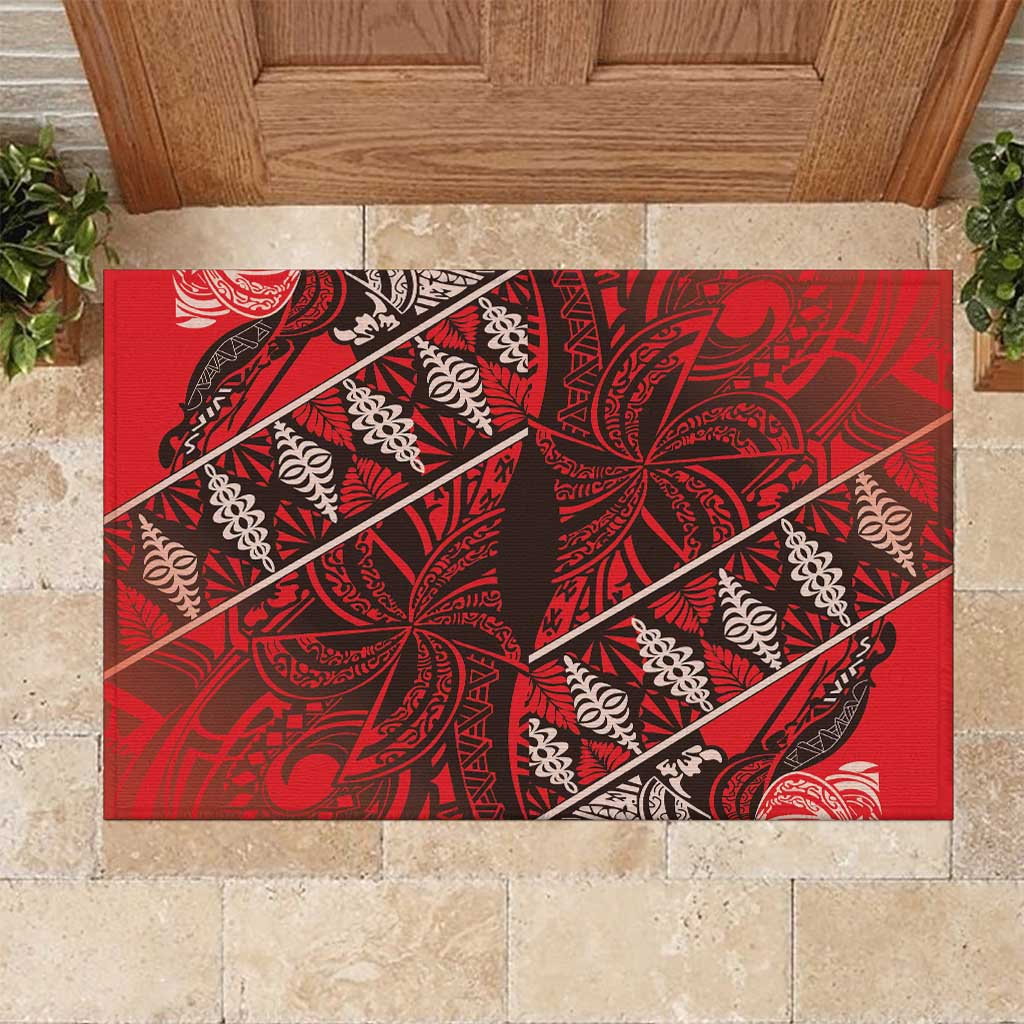 Vintage Ngatu Tribal Tonga Pattern Rubber Doormat - Polynesian Pride