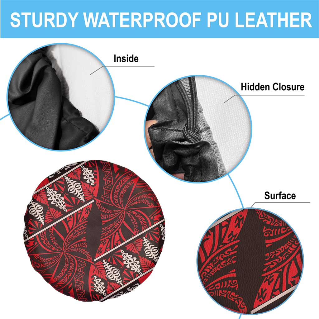 Vintage Ngatu Tribal Tonga Pattern Spare Tire Cover - Polynesian Pride