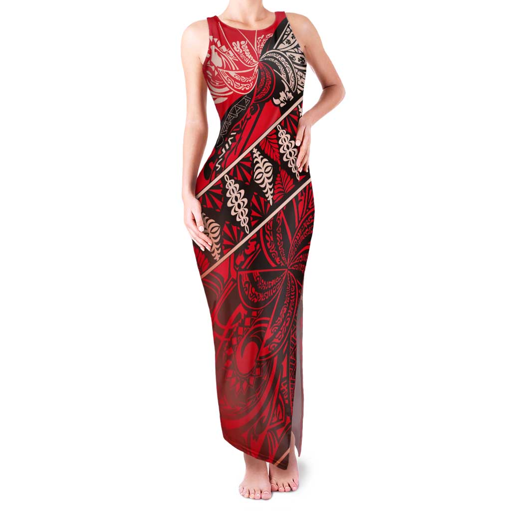 Vintage Ngatu Tribal Tonga Pattern Tank Maxi Dress - Polynesian Pride