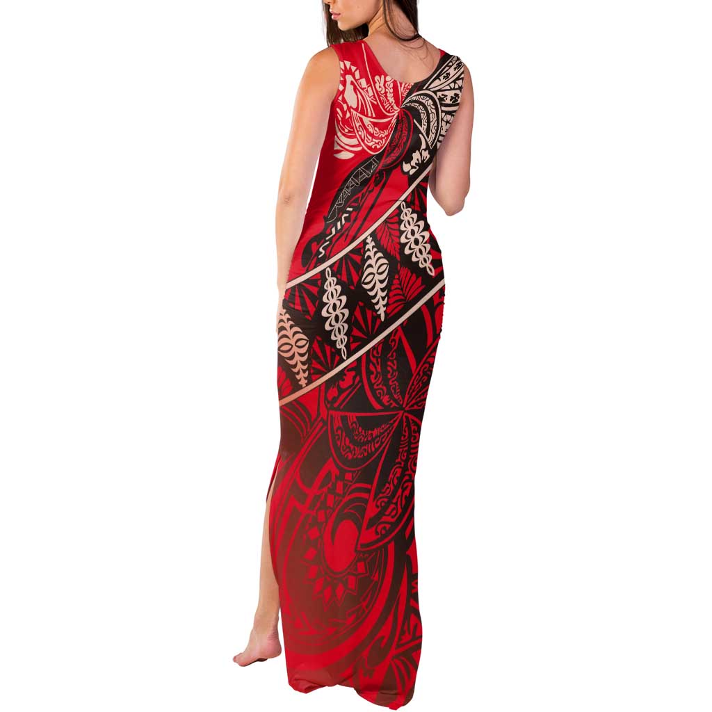Vintage Ngatu Tribal Tonga Pattern Tank Maxi Dress - Polynesian Pride