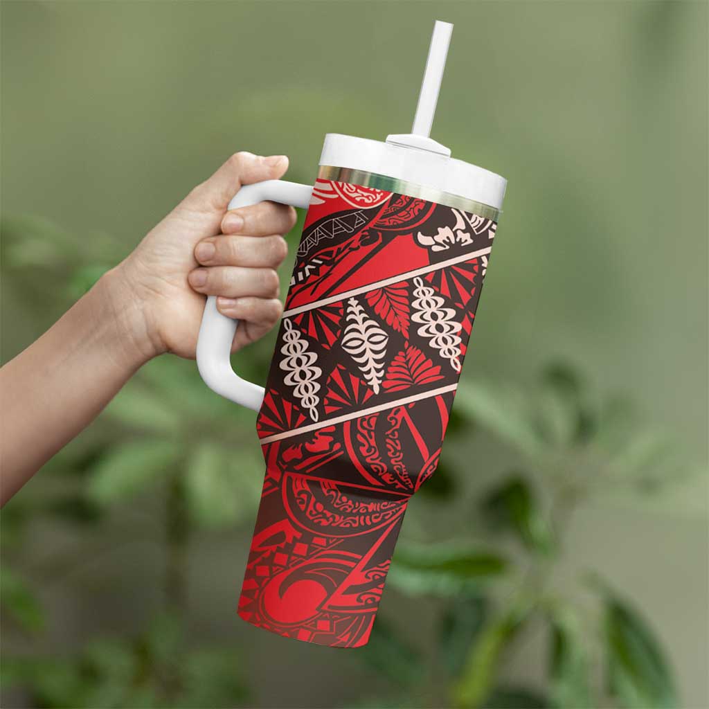 Vintage Ngatu Tribal Tonga Pattern Tumbler With Handle - Polynesian Pride