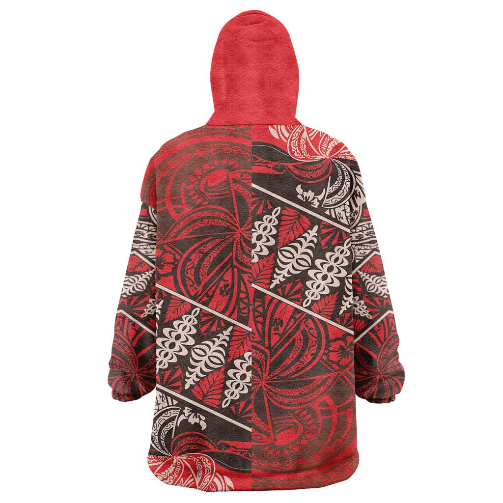 Vintage Ngatu Tribal Tonga Pattern Wearable Blanket Hoodie LT9 - Polynesian Pride