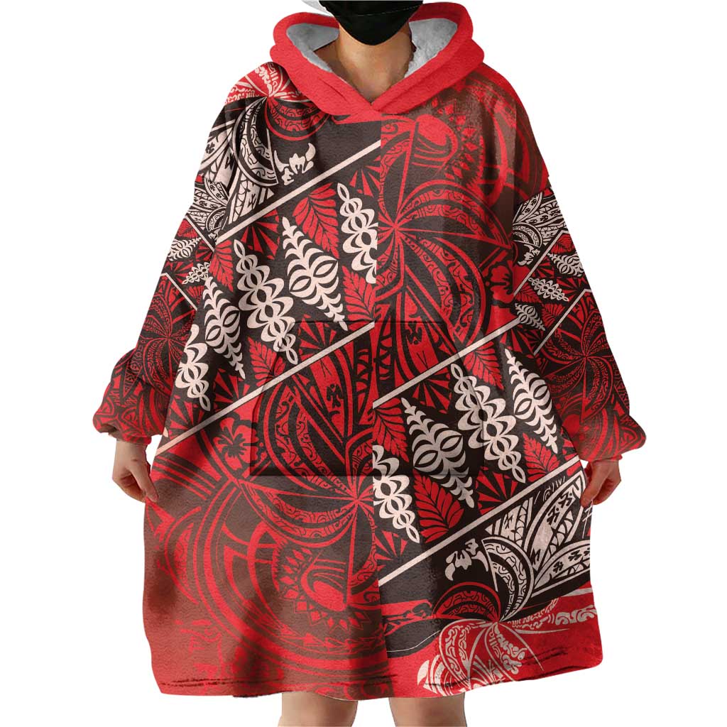 Vintage Ngatu Tribal Tonga Pattern Wearable Blanket Hoodie LT9 - Polynesian Pride