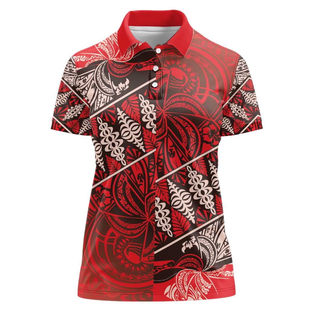 Vintage Ngatu Tribal Tonga Pattern Women Polo Shirt - Polynesian Pride