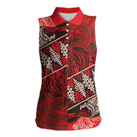 Vintage Ngatu Tribal Tonga Pattern Women Sleeveless Polo Shirt - Polynesian Pride
