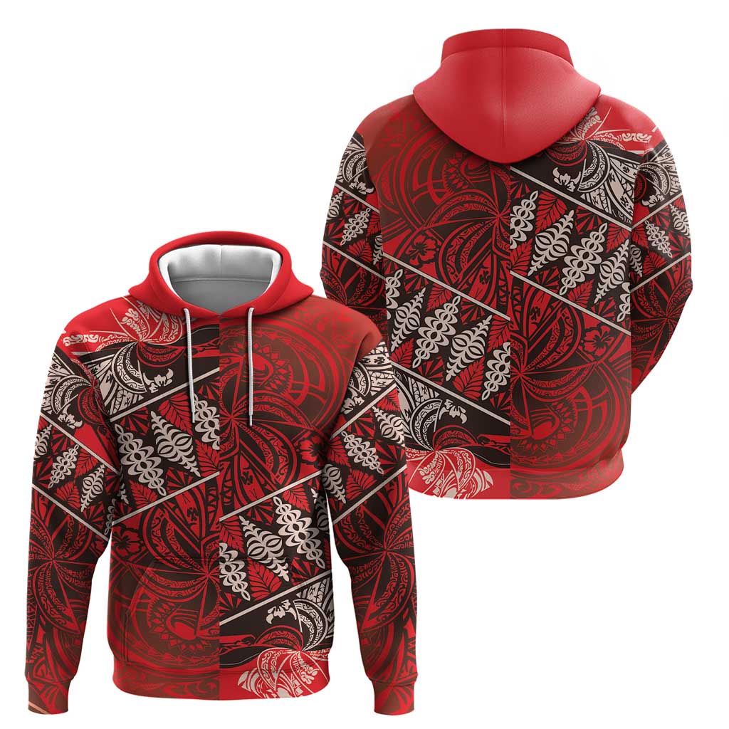 Vintage Ngatu Tribal Tonga Pattern Zip Hoodie - Polynesian Pride