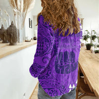 Strong Maui Women Casual Shirt Good Living Hawaii with Shaka Sign Kakau Tribal Purple LT9 - Polynesian Pride