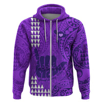 Personalised Strong Maui Hoodie Good Living Hawaii with Shaka Sign Kakau Tribal Purple LT9 - Polynesian Pride
