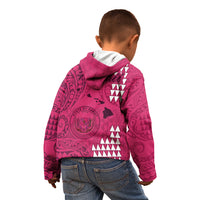 Maui Island Kid Hoodie Kakau Tribal Mixed Polynesian Pattern Pink LT9 - Polynesian Pride