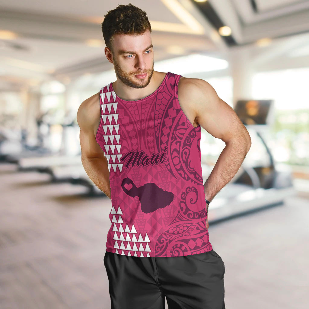 Maui Island Men Tank Top Kakau Tribal Mixed Polynesian Pattern Pink LT9 - Polynesian Pride