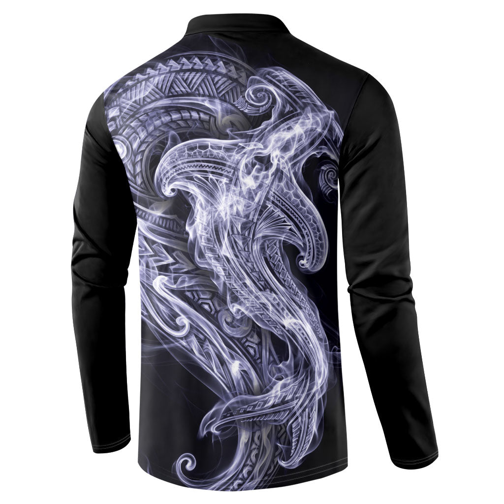 Kikorangi Maori Tribal Hammershark Ghost Spirit Button Sweatshirt