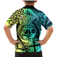 Malampa Fiji Day Family Matching Mermaid Dress and Hawaiian Shirt Vanuatu Sand Drawing With Polynesian Pattern LT9 - Polynesian Pride