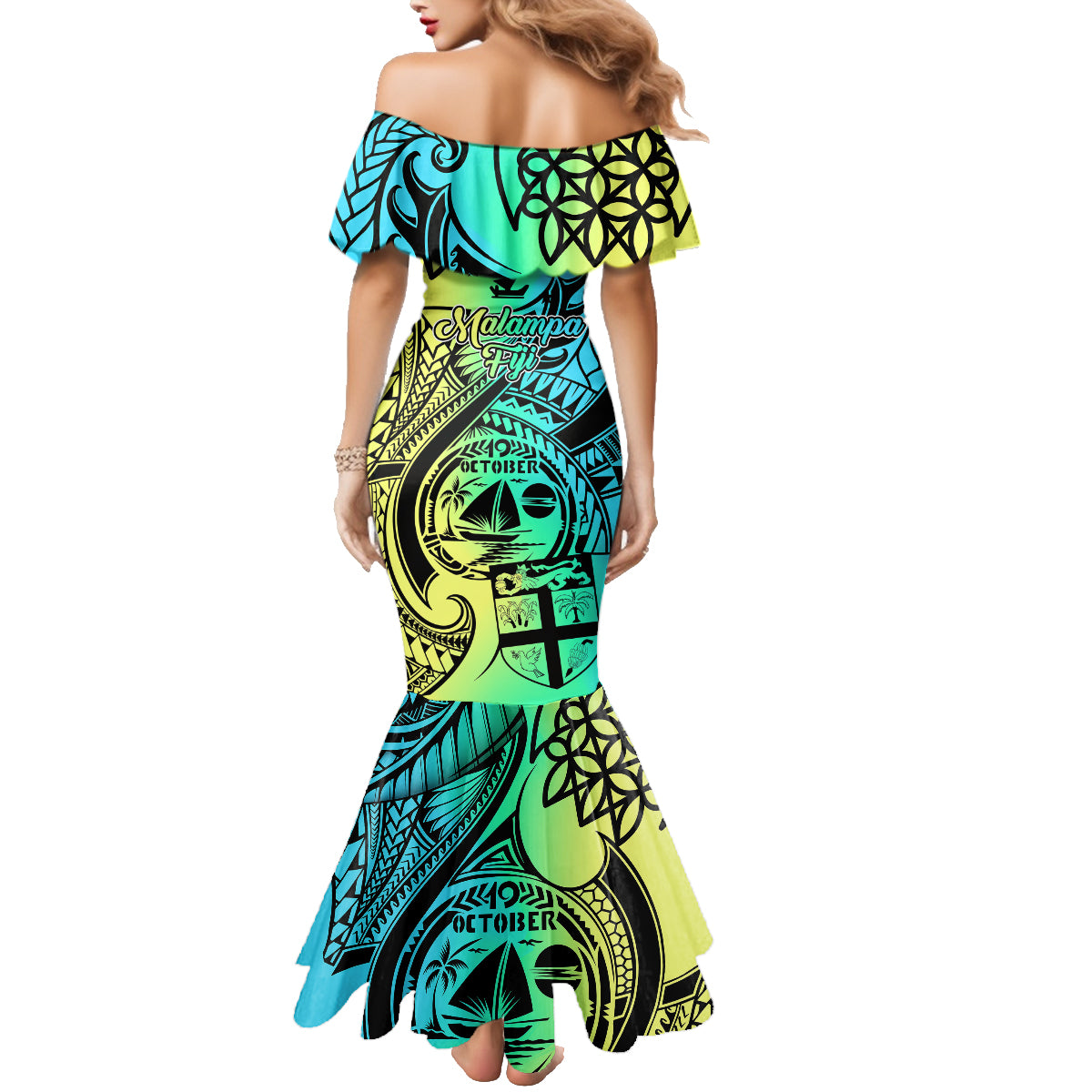 Malampa Fiji Day Family Matching Mermaid Dress and Hawaiian Shirt Vanuatu Sand Drawing With Polynesian Pattern LT9 - Polynesian Pride