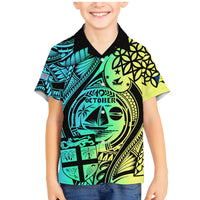 Personalised Malampa Fiji Day Family Matching Mermaid Dress and Hawaiian Shirt Vanuatu Sand Drawing With Polynesian Pattern LT9 Son's Shirt Black - Polynesian Pride