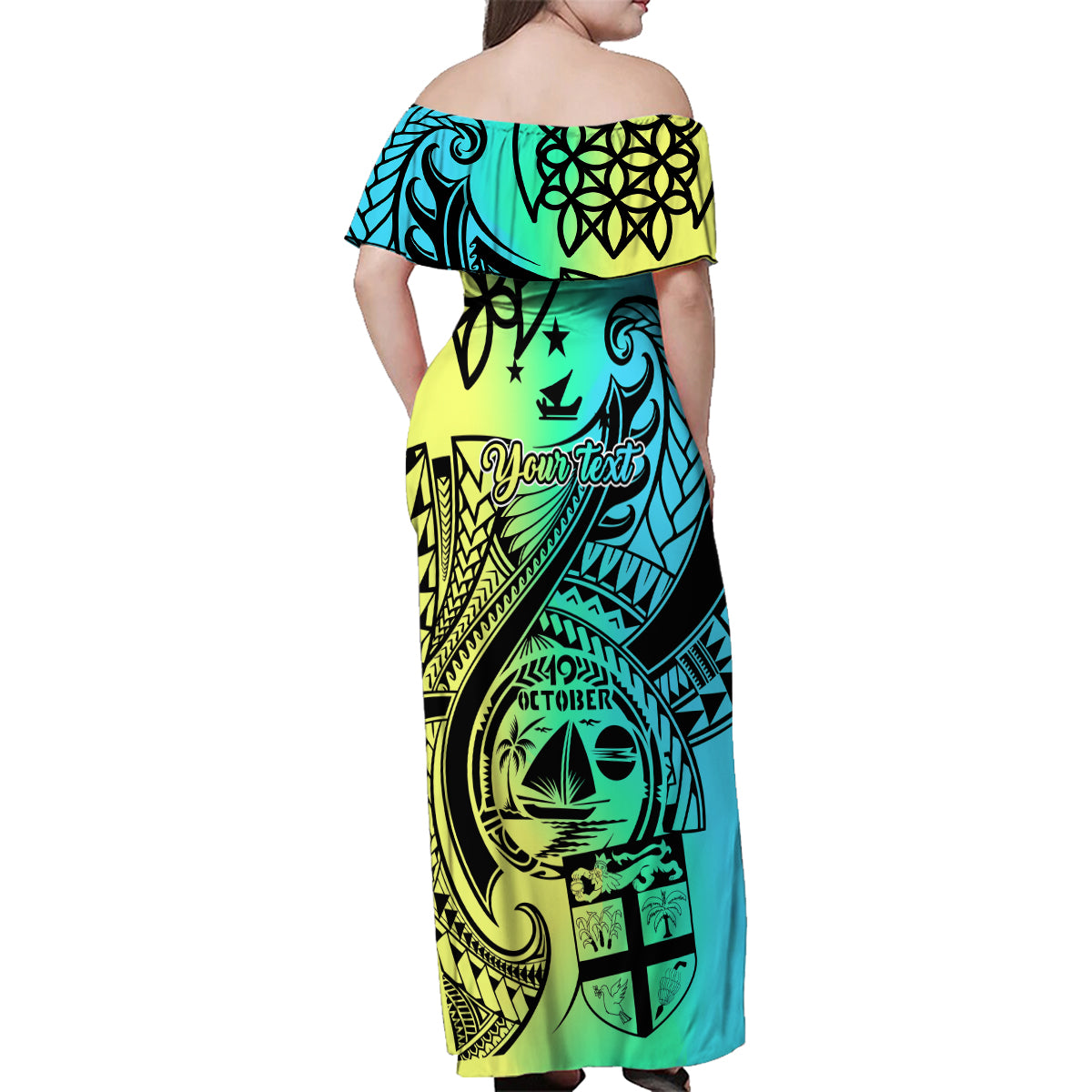 Personalised Malampa Fiji Day Family Matching Off Shoulder Maxi Dress and Hawaiian Shirt Vanuatu Sand Drawing With Polynesian Pattern LT9 - Polynesian Pride