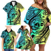Personalised Malampa Fiji Day Family Matching Off Shoulder Short Dress and Hawaiian Shirt Vanuatu Sand Drawing With Polynesian Pattern LT9 - Polynesian Pride