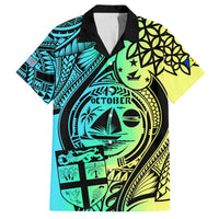 Personalised Malampa Fiji Day Family Matching Off Shoulder Short Dress and Hawaiian Shirt Vanuatu Sand Drawing With Polynesian Pattern LT9 Dad's Shirt - Short Sleeve Black - Polynesian Pride
