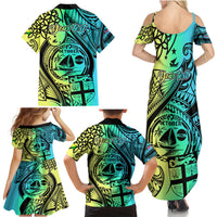 Personalised Malampa Fiji Day Family Matching Summer Maxi Dress and Hawaiian Shirt Vanuatu Sand Drawing With Polynesian Pattern LT9 - Polynesian Pride