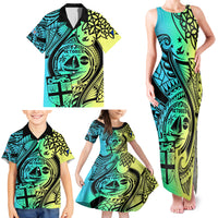 Personalised Malampa Fiji Day Family Matching Tank Maxi Dress and Hawaiian Shirt Vanuatu Sand Drawing With Polynesian Pattern LT9 - Polynesian Pride