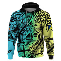 Personalised Malampa Fiji Day Hoodie Vanuatu Sand Drawing With Polynesian Pattern LT9 Black - Polynesian Pride