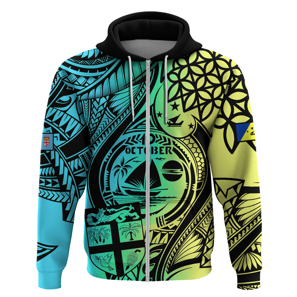 Personalised Malampa Fiji Day Hoodie Vanuatu Sand Drawing With Polynesian Pattern LT9 - Polynesian Pride