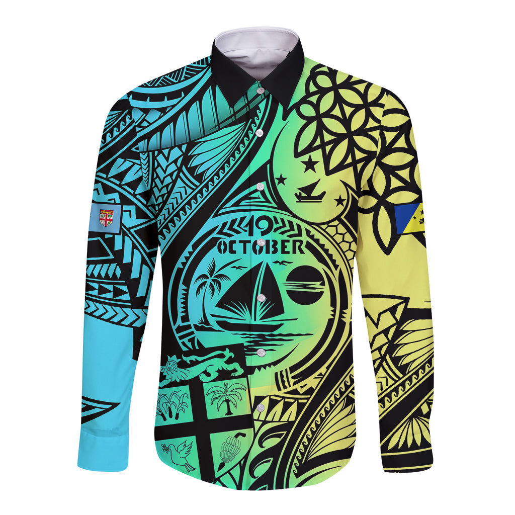 personalised-malampa-fiji-day-long-sleeve-button-shirt-vanuatu-sand-drawing-with-polynesian-pattern