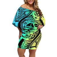 personalised-malampa-fiji-day-off-shoulder-short-dress-vanuatu-sand-drawing-with-polynesian-pattern
