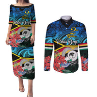 torba-vanuatu-couples-matching-puletasi-dress-and-long-sleeve-button-shirts-sand-drawing-with-polynesian-pattern